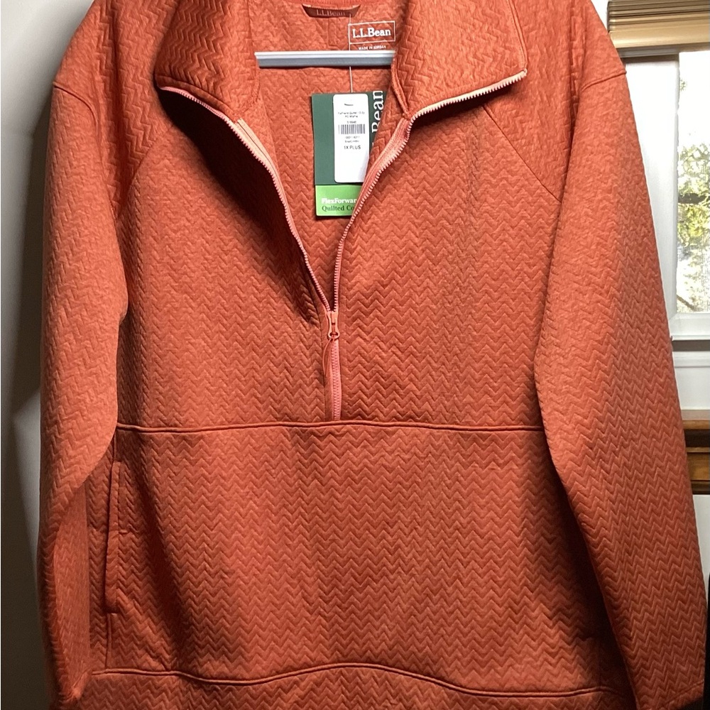 L.L. Bean Women's Coral Half-Zip Sweatshirt